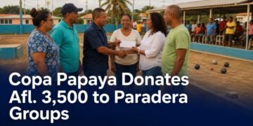 Community donation presentation after the Copa Papaya bolas tournament
