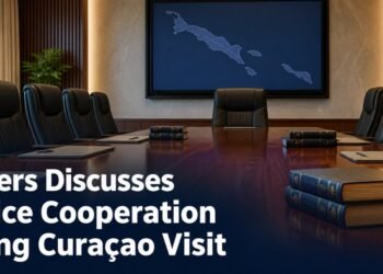 Aruba and Curaçao flags representing a justice cooperation meeting