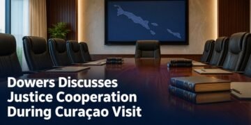 Aruba and Curaçao flags representing a justice cooperation meeting