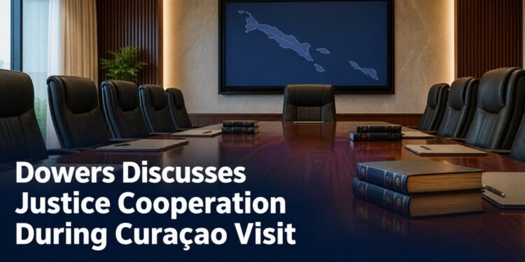Aruba and Curaçao flags representing a justice cooperation meeting