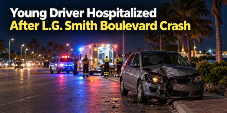 Young Driver Hospitalized After L.G. Smith Boulevard Crash Young Driver Hospitalized After L.G. Smith Boulevard Crash