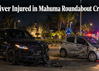 Driver Injured in Mahuma Roundabout Crash