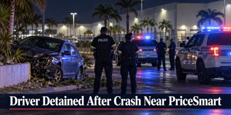 Driver Detained After Crash Near PriceSmart