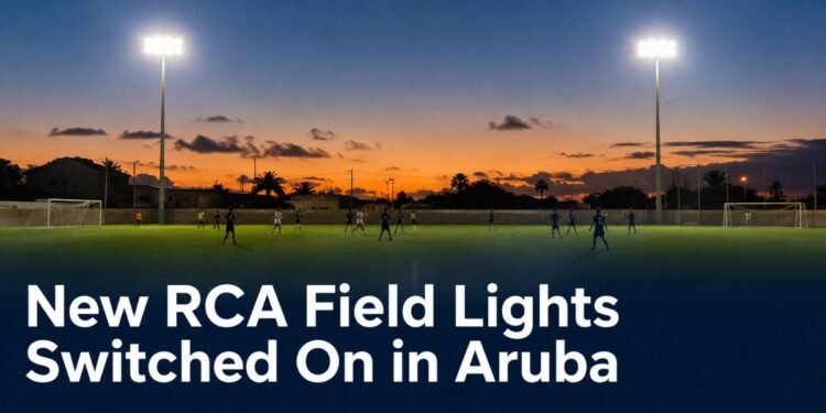 New RCA field lights illuminating a football pitch in Aruba