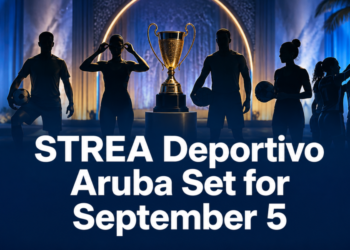 Athlete silhouettes and trophy for STREA Deportivo Aruba on September 5