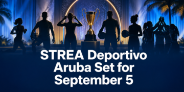 Athlete silhouettes and trophy for STREA Deportivo Aruba on September 5