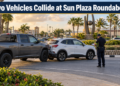 Two Vehicles Collide at Sun Plaza Roundabout Two Vehicles Collide at Sun Plaza Roundabout