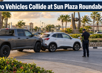 Two Vehicles Collide at Sun Plaza Roundabout