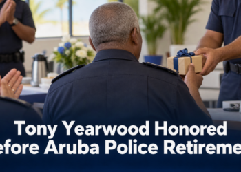 Tony Yearwood Honored Before Aruba Police Retirement