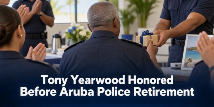 Tony Yearwood Honored Before Aruba Police Retirement