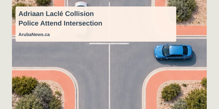 Conceptual editorial illustration of cars at a generic intersection; not a reconstruction or photograph of the Adriaan Laclé collision.