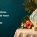 Editorial illustration of a generic seashell-inspired award on a warmly lit hospitality celebration table; not a photograph of the AHATA ceremony or its actual trophy.
