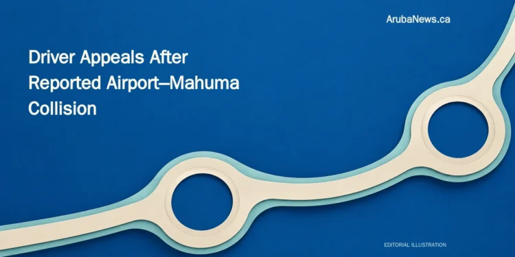 Driver Appeals After Reported Airport–Mahuma Collision Conceptual editorial illustration of a road joining two roundabouts; not a map or photograph of the reported collision.