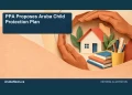 PPA Proposes Aruba Child Protection Plan Conceptual editorial illustration: Warm paper-cut illustration of protective adult hands surrounding a small abstract house and school supplies; no children or identifiable people