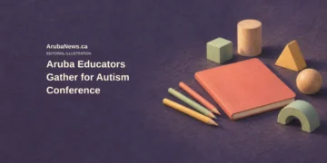 Aruba Educators Gather for Autism Conference Conceptual editorial illustration of unmarked learning materials, pencils and simple geometric blocks on a table; not the actual autism conference or a depiction of an autistic child.