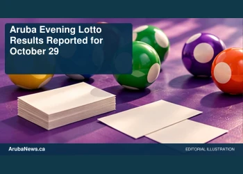 Conceptual editorial illustration of unnumbered lottery balls on a purple tabletop with plain blank slips, close-up diagonal view, no writing or logos. Not a photograph of the reported event.