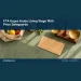 FTA Urges Aruba Living Wage With Price Safeguards Conceptual editorial illustration: Top-down editorial still life of groceries beside a plain unmarked pay envelope and balanced wooden scale, bright natural light and sage tones