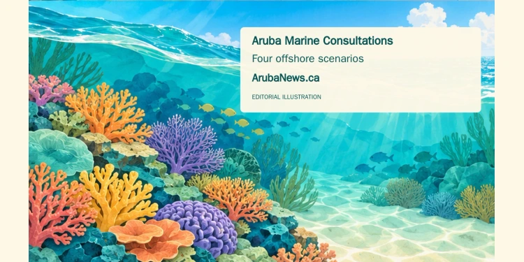 Conceptual editorial illustration of Caribbean coral, fish and turquoise water; not a map of proposed marine protected areas.