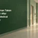 Conceptual editorial illustration of an empty healthcare corridor and chair; not a photograph of the patient or emergency response.