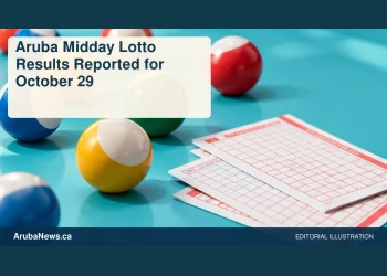 Conceptual editorial illustration of unmarked colourful lottery balls on a light turquoise tabletop with blank ticket slips, playful close-up diagonal perspective; no numbers, text, logos, cash or winning-ticket claims. Not a photograph of the actual people, documents or location.