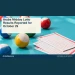 Conceptual editorial illustration of unmarked colourful lottery balls on a light turquoise tabletop with blank ticket slips, playful close-up diagonal perspective; no numbers, text, logos, cash or winning-ticket claims. Not a photograph of the actual people, documents or location.