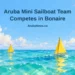 Conceptual editorial illustration of several tiny unbranded model sailboats with vivid red and yellow sails skimming calm turquoise water, with the article headline and ArubaNews.ca branding.