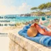 Conceptual editorial illustration of unmarked sporting equipment and a plain medal against a Caribbean coastal backdrop; not an official Olympic design or a photograph of an anniversary event.