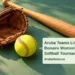 Aruba Teams Listed for Bonaire Women’s 35+ Softball Tournament Conceptual editorial illustration of a yellow softball, plain wooden bat and empty glove on a green tabletop, with the article headline and ArubaNews.ca branding.