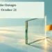 Conceptual illustration of separate translucent glass panels linked by a plain gold ribbon on an aqua tabletop, not an actual website or evidence of a cyberattack, with the article headline, ArubaNews.ca branding and editorial-illustration label.
