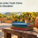 Conceptual editorial illustration of a basketball, schoolbooks and pencils beside an empty Caribbean school sports court.