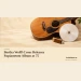 Editorial illustration of an acoustic guitar, a blank disc and a USB drive, representing Bertha Wolff-Croes’s Papiamento album without reproducing an album cover.