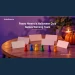 Editorial illustration of six team tokens and blank quiz cards on a Halloween-themed table; not a photograph of the Paseo Herencia event.