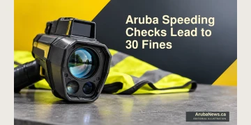 Editorial illustration of an anonymous radar device and high-visibility material; not an actual speeding checkpoint.