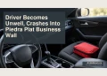 Editorial illustration of a steering wheel and first-aid pouch in an empty parked car; not the Piedra Plat collision.