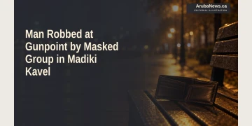 Editorial illustration of an empty wallet on a bench at night; not the Madiki Kavel robbery scene.