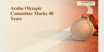 Editorial illustration of an unbranded sports medal beside a white track line.