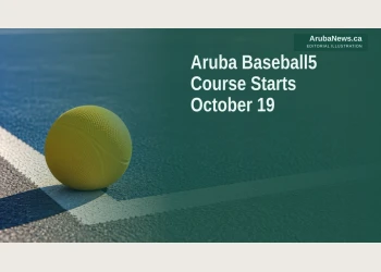 Editorial illustration of a Baseball5 rubber ball beside a painted hard-court line.