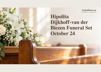Memorial editorial illustration of an empty wooden bench and white flowers; not the actual church.