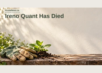 Memorial editorial illustration of gardening gloves and a seedling on weathered wood.