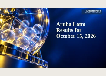 Editorial illustration of blank translucent lottery balls in a blue-and-gold studio composition.