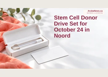 Editorial illustration of a cheek-swab registration kit and blank card on a white surface.