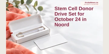 Stem Cell Donor Drive Set for October 24 in Noord Editorial illustration of a cheek-swab registration kit and blank card on a white surface.