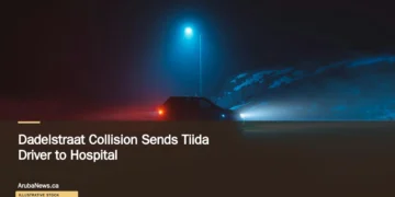 Illustrative stock photograph for “Dadelstraat Collision Sends Tiida Driver to Hospital”: black car on road during night time Photograph by Mohammad Alizade via Unsplash. This is not a photograph of the specific Aruba news event.