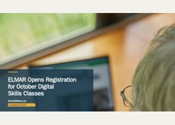 Illustrative stock photograph for “ELMAR Opens Registration for October Digital Skills Classes”: Older adult using a laptop; illustrative stock for digital skills classes. Photograph by Sweet Life via Unsplash. This is not a photograph of the specific Aruba news event.