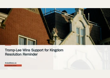 Illustrative stock photograph for “Tromp-Lee Wins Support for Kingdom Resolution Reminder”: Dutch flag on building in the Netherlands; illustrative diplomacy stock, not the specific meeting. Photograph by Pourya Gohari via Unsplash. This is not a photograph of the specific Aruba news event.
