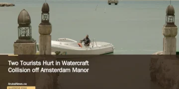 Illustrative stock photograph for “Two Tourists Hurt in Watercraft Collision off Amsterdam Manor”: a warm and nostalgic image of a boat in Aruba Photograph by Sebastian Morelli-Peyton via Unsplash. This is not a photograph of the specific Aruba news event.