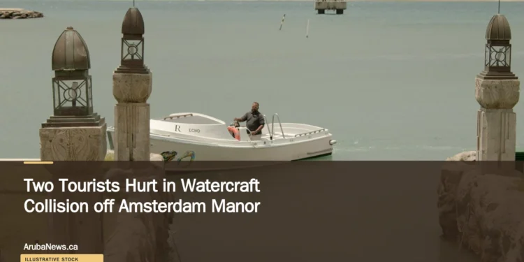 Illustrative stock photograph for “Two Tourists Hurt in Watercraft Collision off Amsterdam Manor”: a warm and nostalgic image of a boat in Aruba Photograph by Sebastian Morelli-Peyton via Unsplash. This is not a photograph of the specific Aruba news event.