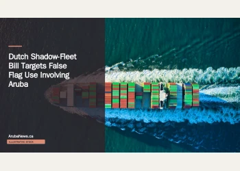 Illustrative stock photograph for “Dutch Shadow-Fleet Bill Targets False Flag Use Involving Aruba”: Colorful cargo ship headed out to see aerial  Photograph by Venti Views via Unsplash. This is not a photograph of the specific Aruba news event.