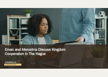 Illustrative stock photograph for “Eman and Mercelina Discuss Kingdom Cooperation in The Hague”: Colleagues reviewing papers; illustrative stock, not the reported meeting. Photograph by Vitaly Gariev via Unsplash. This is not a photograph of the specific Aruba news event.