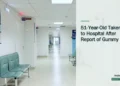 Illustrative stock photograph for “51-Year-Old Taken to Hospital After Report of Gummy Use”: Empty hospital corridor with benches and doors Photograph by Tasha Kostyuk via Unsplash. This is not a photograph of the specific Aruba news event.